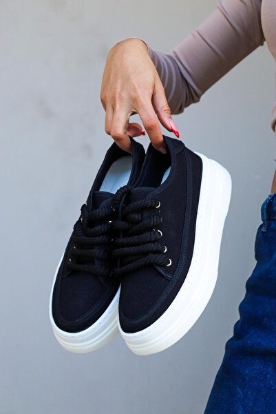 BeBeQ Store Guido Black Linen Women's Sports Shoes