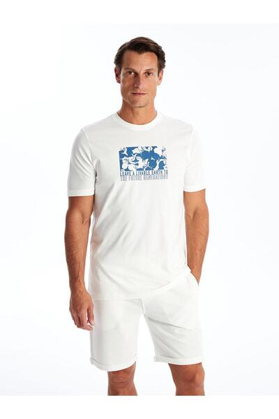 LC Waikiki Southblue Crew Neck Short Sleeve Printed Combed Cotton Men's T-Shirt (S4)