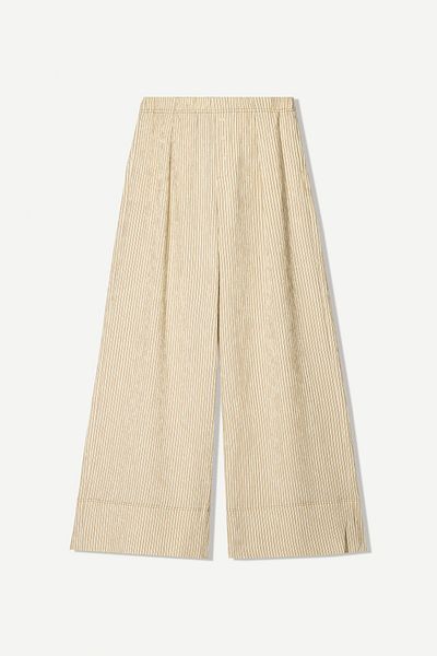 Bershka Wide-leg seersucker trousers