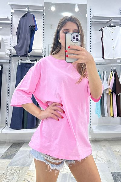 CİDDE Unisex Plain Basic Unprinted Daily Cotton Oversize T-Shirt - Women's Loose Cut Combed Cotton T-Shirt