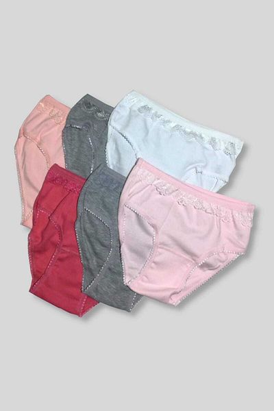Pardon Girl's Multicolored 6-Pack 083Ribana Cotton Girls Panties