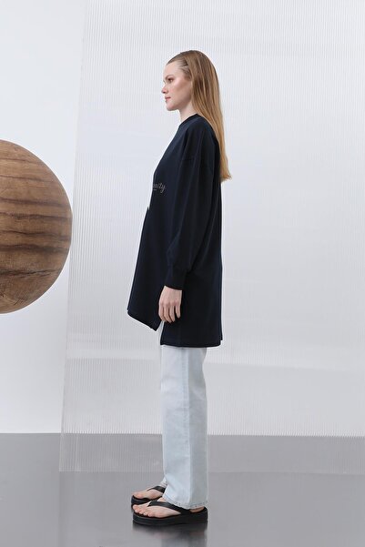 Puane Жіноча спідниця з принтом і написом - 10635TUN - Синя