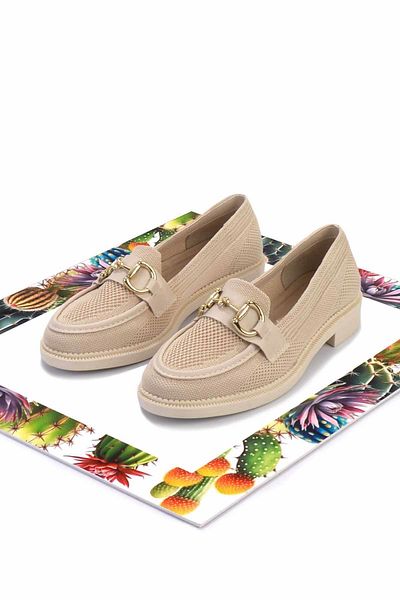 Bambi Tricotaje Bej Pantofi Mocasini Dama K 01362245882