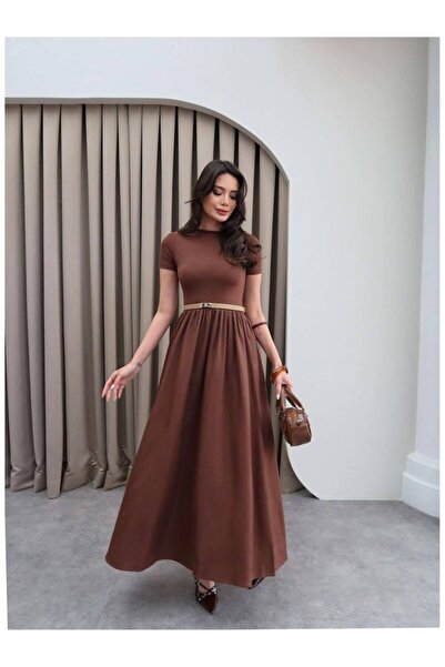 My Blog Hnědé skládané šaty Cenva - 203106