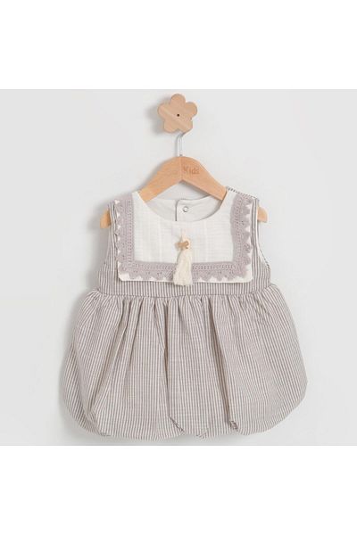 TRENDİMİZBİR Baby Girl Balloon Skirt Lace Collar Woven Dress