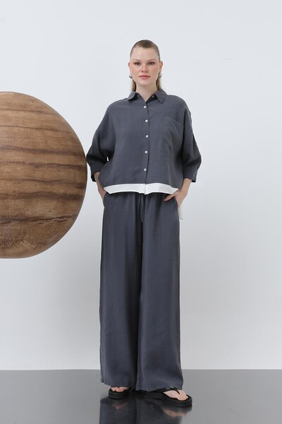 Soul Жіноча сорочка з принтом на спині - 32205GML - Антрацит