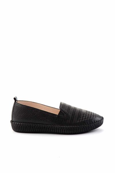 Bambi Black Leather Women's Ballerinas K 01462025103