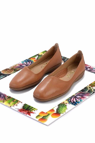 Bambi Tan Genuine Leather Women's Casual Shoes K 01456222303