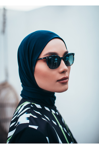 MASSMİZO Γυναικείο Πλήρως Καλυμμένο Μπλε Μπλε Εξωτερικό Καπέλο Hijab