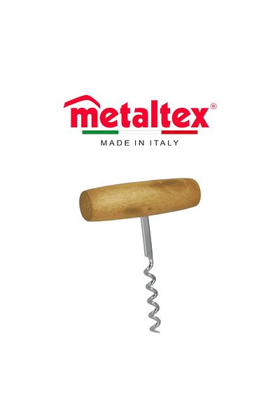 Metaltex Corkscrew with Single Mesh Rod – Wooden Handle & Chromed Metal Body