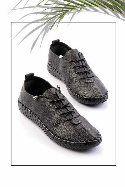 Bambi Schwarze Damen-Freizeitschuhe aus echtem Leder K 01467012203