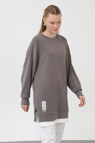 Puane Women's Anthracite Tunic with Label Detail on the Front 10613Tun