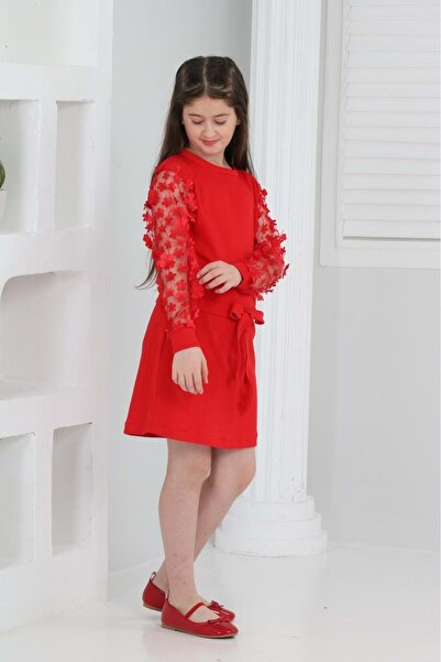 Mnk Baby&Kids Girl's Daisy Crepe Dress Mnk0606 Red