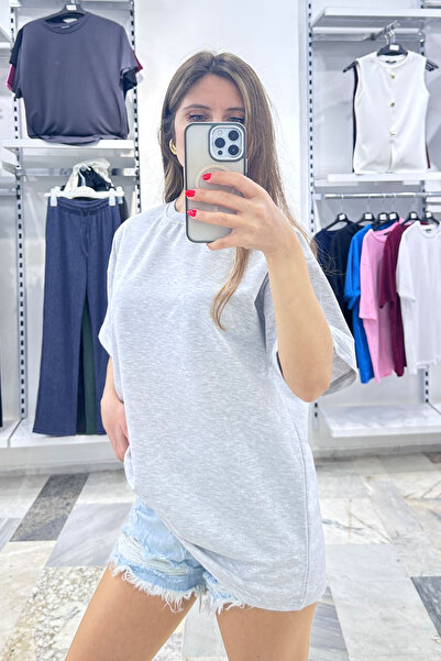 CİDDE Унісекс Прямий базовий без принту Повсякденний бавовняний оверсайз футболка - Жіноча футболка вільного крою з трикотажу