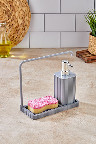 Homie ESTE- Askılı Mutfak Sıvı Sabunluk - Mutfak Bezi Askılı, Sünger Hazneli - Mutfak Lavabo Seti
