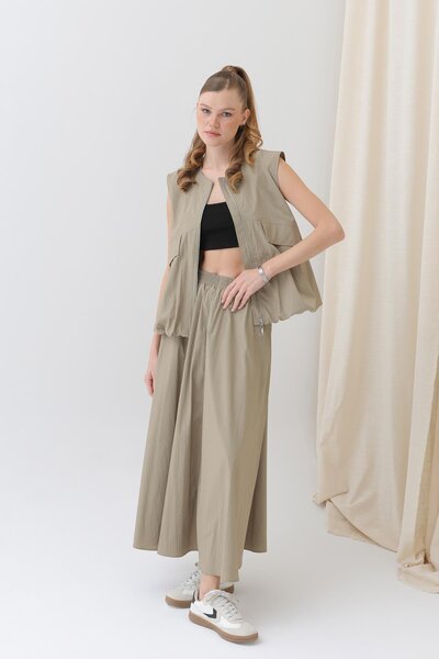 Soul Дамска пола с еластична талия - 32129ETK - каки