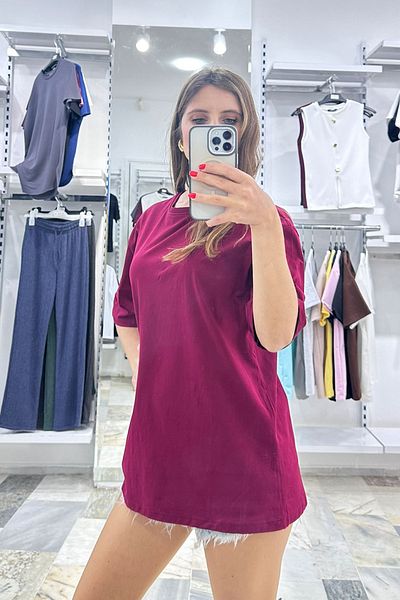 CİDDE Unisex Plain Basic Unprinted Daily Cotton Oversize T-Shirt - Women's Loose Cut Combed Cotton T-Shirt