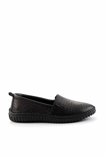 Bambi Black Leather Women's Ballerinas K01467012103
