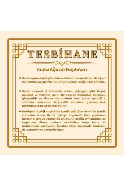 Tesbihane Natural Cut Green Color Scented Andız Tree Efe Rosary with System