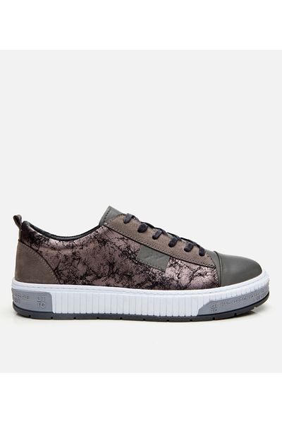 Hotiç Men's Leather Gray Printed Sports Shoes