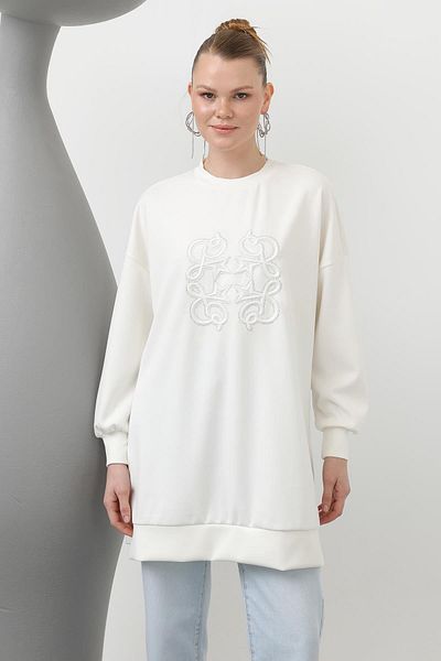 Puane Ecru Women's Tunic with Snap-On Sleeves - 10612Tun