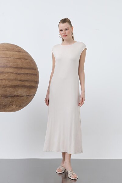 Puane Cămașă lungă pentru femei, fără mâneci, cu decolteu, până la gleznă - 4...