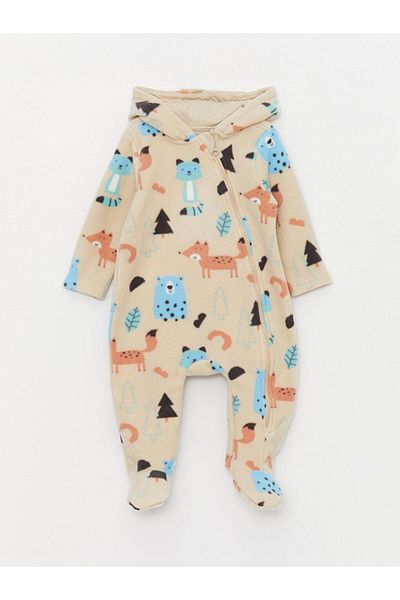 LC Waikiki Lw - Hooded Baby Boy Jumpsuit (0-12 Months with Booties, 12 Months Without Booties)