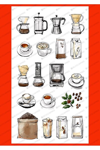 One Little Happiness Set naljepnica na temu kafe, pogodan za planer, agendu i...