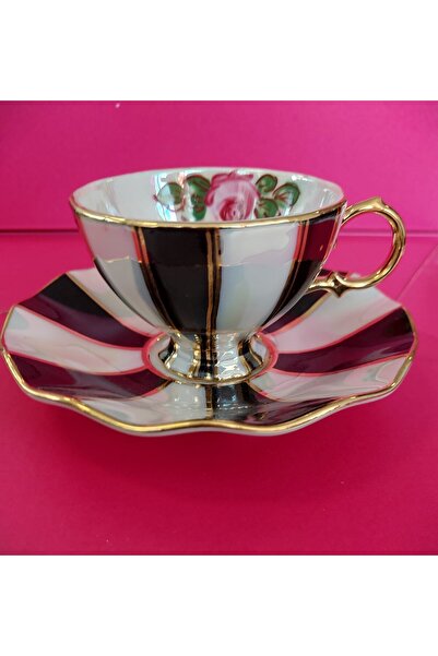 BY.RAYKA PORSELEN El Dekor Porcelain Hand Painted Coffee Cup Set of Two