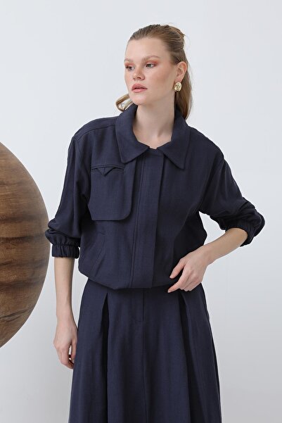 Puane Kadın Gizli Patlı Fermuarlı Etekli Takım Lacivert