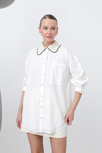 Soul Жіноча сорочка з в'язаним коміром - 32150gml - Екрю