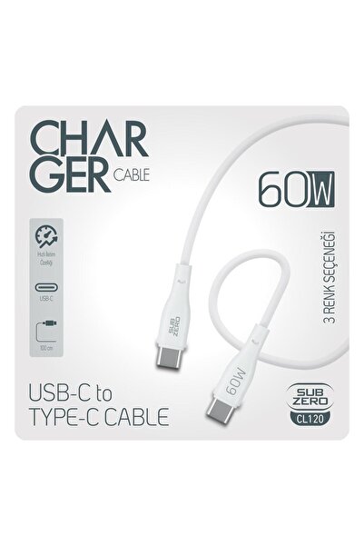 Subzero CL120 60W PD Type-C Type-C Hızlı Şarj Data Kablosu