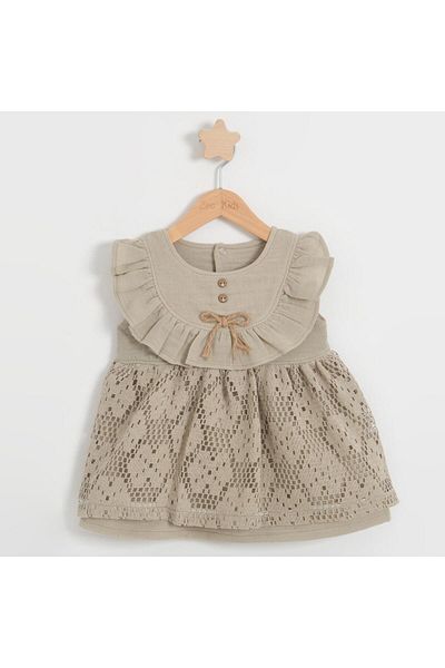 TRENDİMİZBİR Baby Girl Lace Woven Fabric Strap Summer Dress