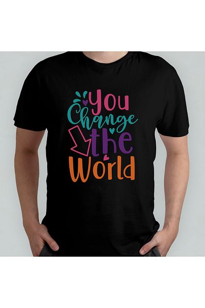 Pixxa You Change The World Motivational Unisex T-Shirt 100% Cotton Crew Neck
