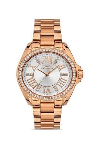 Tesbihane Ferro Rose Color Steel Cord Women's Wristwatch Th-f51336a-415-c