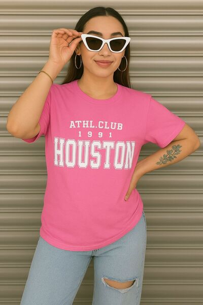 EYAX MODA Tricou pentru femei HOUSTON cu imprimeu și guler tip crewneck