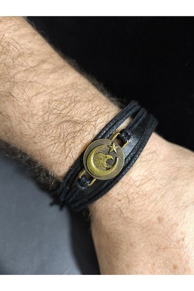 enyatakı Ayyıldız Eagle Model Leather Rope Bracelet