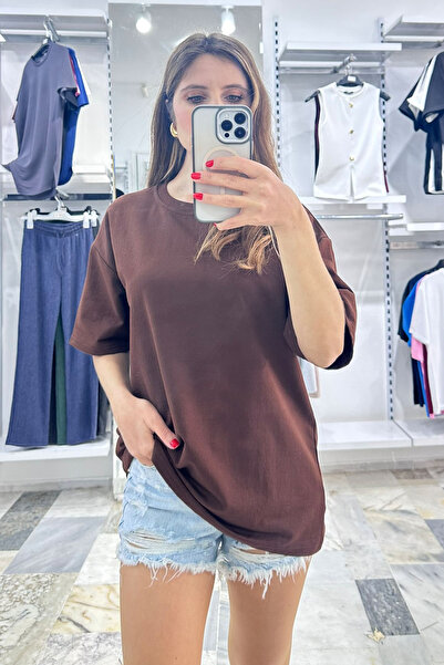 CİDDE Unisex Plain Basic Unprinted Casual βαμβακερό μπλουζάκι Oversize - Γυναικείο μπλουζάκι από χτενισμένο βαμβάκι