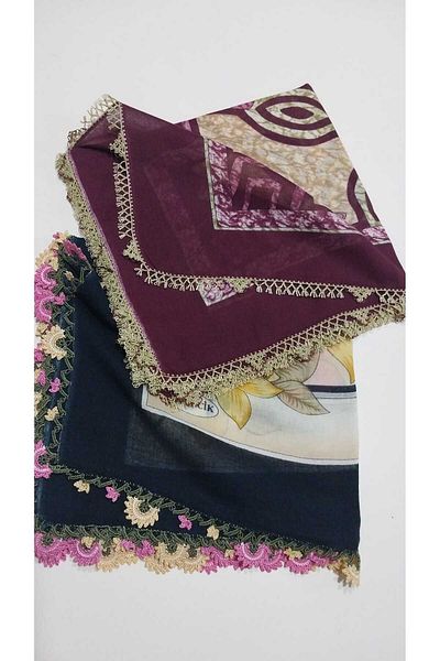 Papatyam Tparmak 2 Pieces Cotton Embroidered Writing / Vintage / Dowry Yemeni 100X100