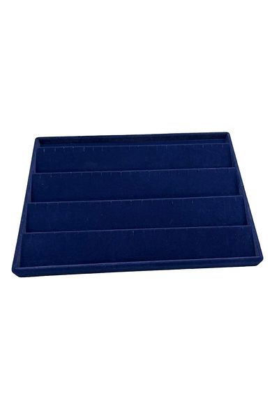 MeGass Dekor Domestic Production Algeria Model Suede Fabric Navy Blue Color 34/24 cm Graduated Drawer Earring Stand