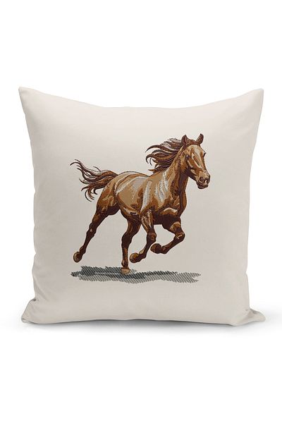 Bertille Home Set de 3 huse de pernă din seria Classic Horse cu imprimeu digital pe două fețe (cal)
