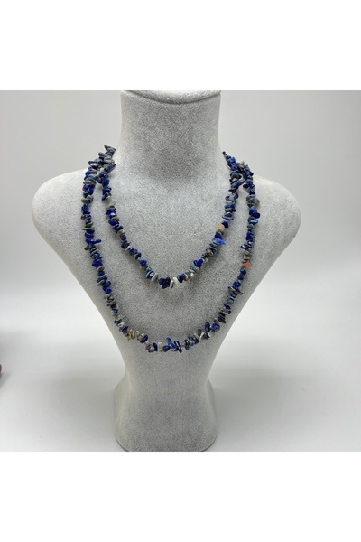 YILDIZ DOĞAL TAŞ SERTİFİKALI Lapis Lazuli Saçaklı Model Doğal Taş Kolye 80 cm