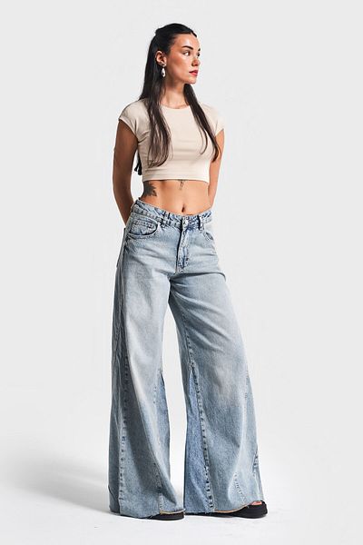 its basic Blugi de zăpadă pentru femei Culoare 4S5-32 Super Palazzo Fit 100% Koton Denim Jeans