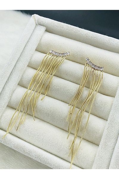 DS DİAMONDSHOP Re-Season Zircon Stone Earrings Dangle Model Bkyp- 202504668