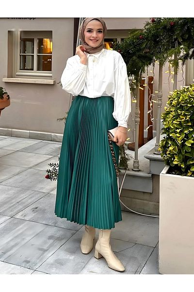 FLEX FASHION Fusta de damă cu talie elastică simplă plisată lungime midi