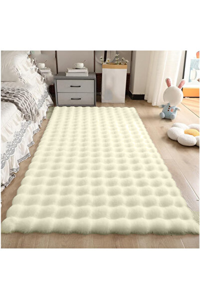 Vila Nova Home Krem Peluş Kabartma Kaymaz Taban Dot Makinede Yıkanabilir Salo...