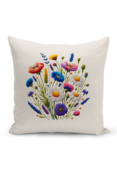 Bertille Home Set de 3 huse de pernă pentru pernă, cu imprimeu digital pe două fețe, seria Flower Spring (primăvară)