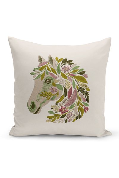 Bertille Home Set de 3 huse de pernă din seria Classic Horse cu imprimeu digital pe două fețe (cal)