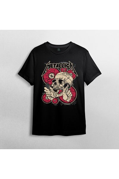 Pixxa Metallica Unisex 100% Cotton Crew Neck T-Shirt Model 2