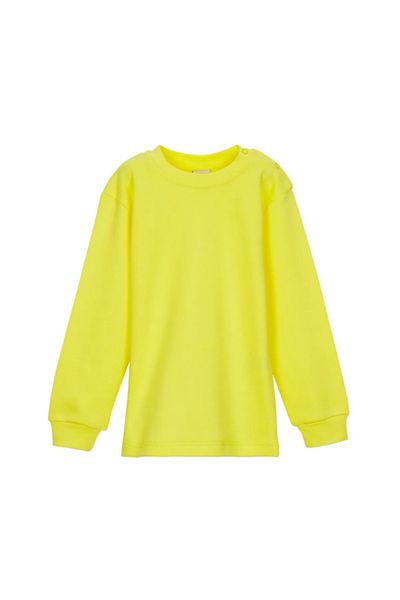 LOVETTI Yellow Highlighter BaSic Girl'S T-Shirt - Snap faStener, Crew Neck, Long Sleeve, Winter